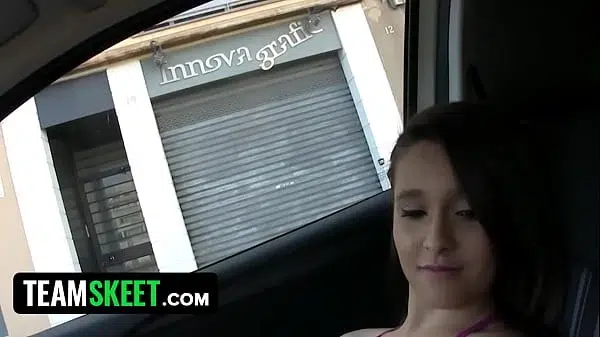 Amateur teenager sucks and gets slammed for cash in public pov