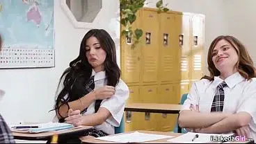 Big tits milf teacher caught lesbian teen students squirting