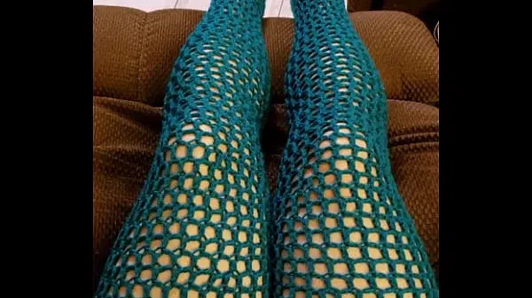 Thigh High Teal Crochet Socks