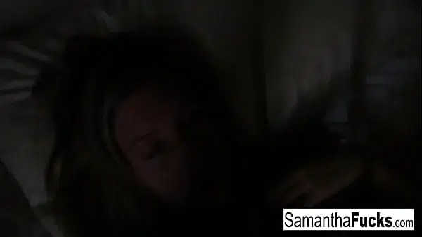 Blonde babe films herself