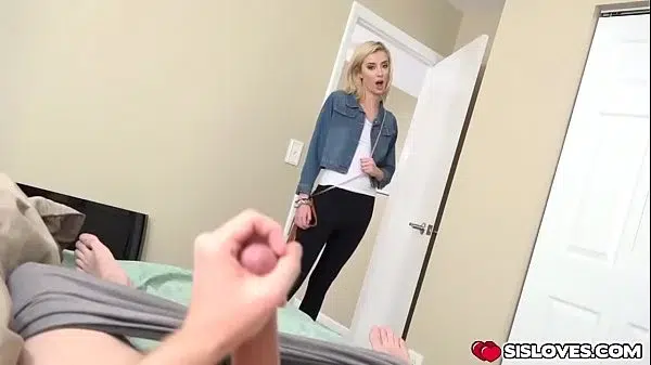 Blonde babe sucking cock hard