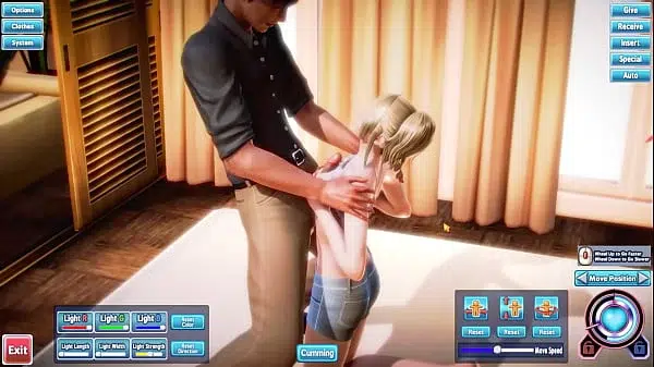 Blonde gives a kiss and a tit job.