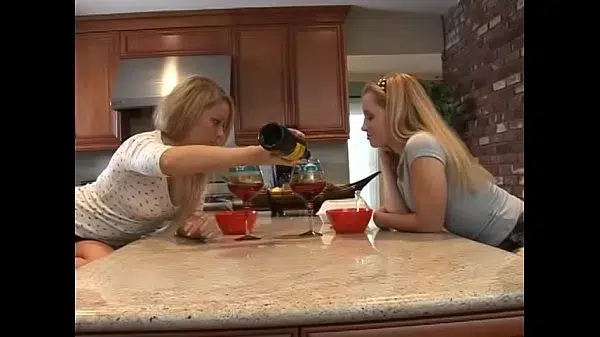 Two naughty blonde cuties Aiden Starr and Brooke Scott decided to get up to mischief for a while just a touch in the kitchen